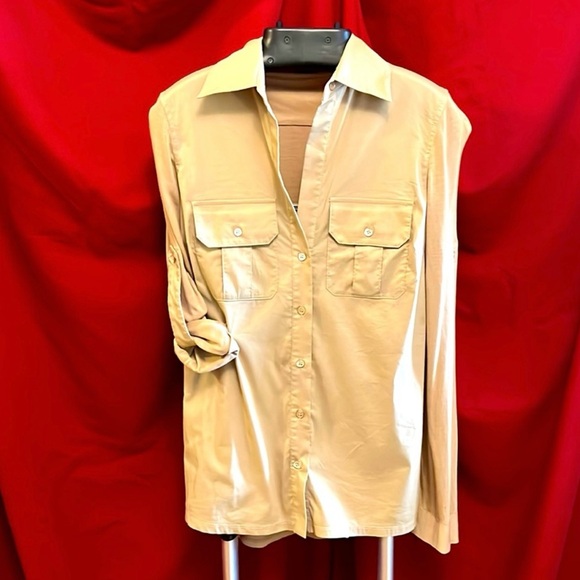 BCBGMAXAZRIA safari inspired khaki button down - Picture 8 of 8